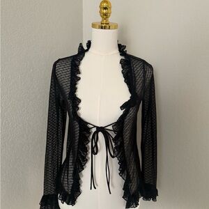 Astr Black Lace Tie-Front Robe